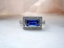 Load image into Gallery viewer, Octagon Cut Blue Sapphire Ring