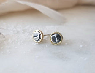 Bronze and Sterling Silver "Moon" Studs