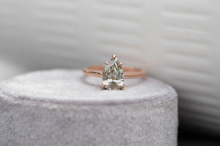 Natural Fancy Gray Pear Shaped Diamond Ring