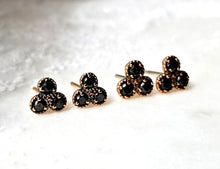 Load image into Gallery viewer, Large Black Diamond Trio Stud Earrings