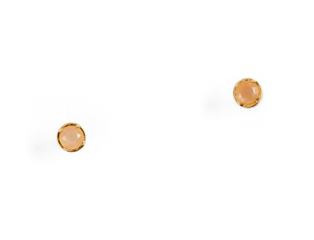 Hailey Gerrits Peach Moonstone Stone Stud Earrings