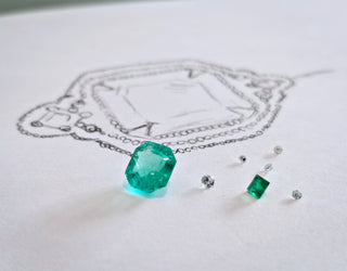 Modern Vintage Inspired Emerald & Diamond Pendant