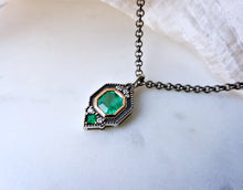 Load image into Gallery viewer, Modern Vintage Inspired Emerald &amp; Diamond Pendant
