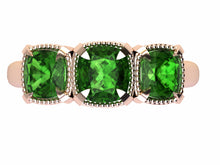 Load image into Gallery viewer, Modern Vintage Inspired Rose Gold ring With Tsavorite Garnets