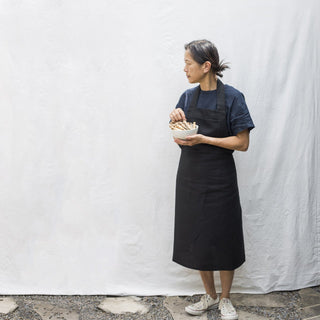 Full Linen Apron Black