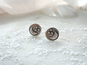 Marmalade Designs Sterling Silver "Moon + Stars" Studs