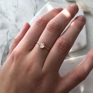 14K Gold-Filled Rainbow Moonstone Stacking Ring