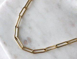 14K Gold-Filled Large Flat Link Connection Chain Necklace