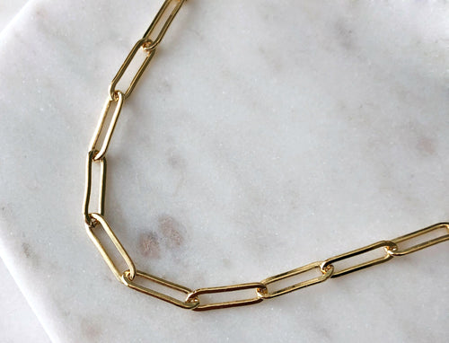 Strut Jewelry 14K Gold-Filled Large Flat Link Connection Chain Necklace