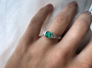 Three Stone Emerald And Diamond Ring