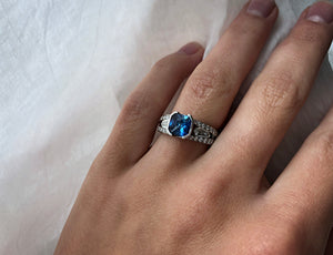 Radiant Cut Blue Sapphire Ring