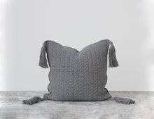 Load image into Gallery viewer, Pokoloko Crochet Pillow With Tassels - Grey