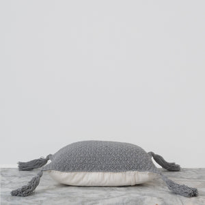 Pokoloko Crochet Pillow With Tassels - Grey