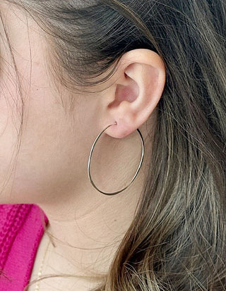 Large Round Hoop Earrings Sterling Silver