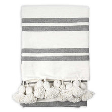 Load image into Gallery viewer, Pokoloko Moroccan Pom Pom Blanket - Racer White