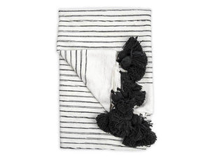 Pokoloko Moroccan Pom Pom Blanket - Sketched Charcoal