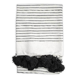 Pokoloko Moroccan Pom Pom Blanket - Sketched Charcoal