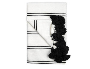 Pokoloko Moroccan Pom Pom Blanket - Double Black