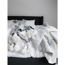 Load image into Gallery viewer, Pokoloko Moroccan Pom Pom Blanket - Racer White