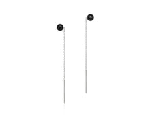 Load image into Gallery viewer, Silver Onyx Thread Earrings