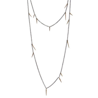 Oxidized Sterling Silver And Rose Gold Point Scatter Necklace