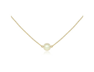 Yellow Gold Pearl Sideways Pendant