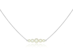 Surge Silver Pearl Sideways Pendant Small