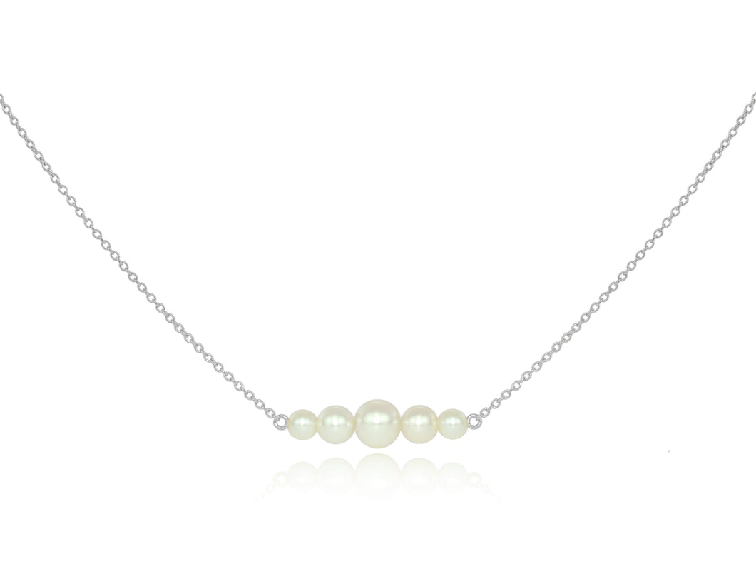 Surge Silver Pearl Sideways Pendant Small