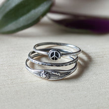 Load image into Gallery viewer, Marmalade Designs Silver And Bronze &quot;Peace&quot; Stacking Ring