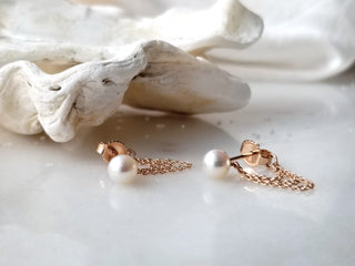 Pearl Chain Huggie Studs