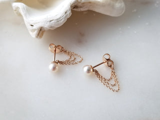 Pearl Chain Huggie Studs
