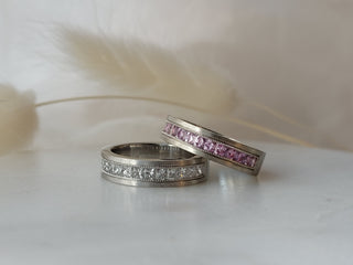 Princess Cut Pink Sapphire Band