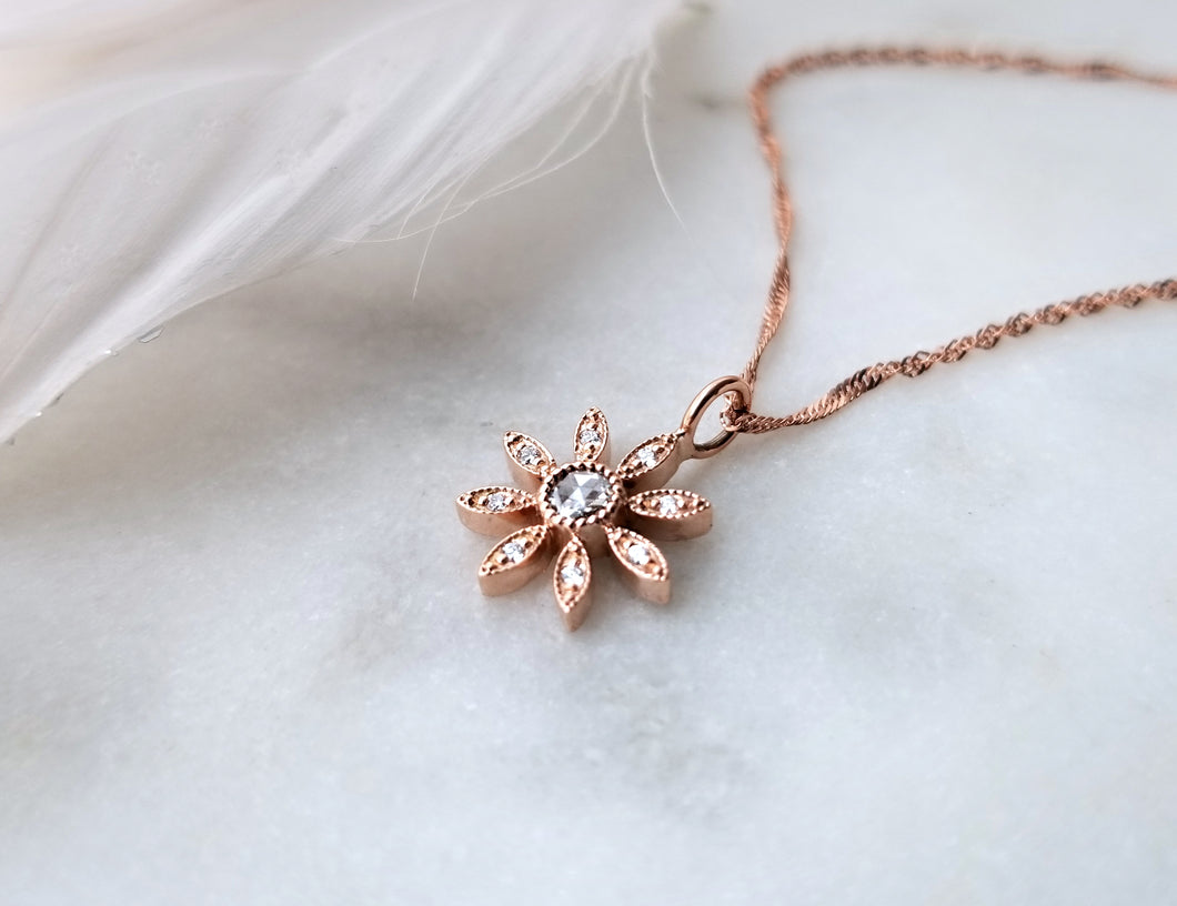 Diamond Flower Pendant