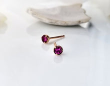 Load image into Gallery viewer, Mini Pink Sapphire Stud Earrings