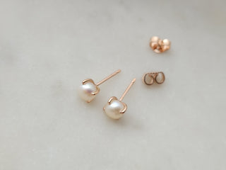 Rose Gold Freshwater Pearl Studs