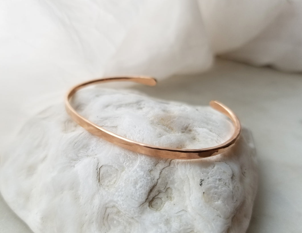 Medium Simple Forged Cuff Bracelet Rose Gold Filled