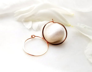 Small Round Hoop Earrings Rose Gold Filled