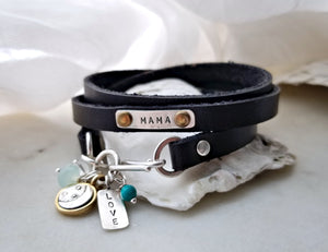 Marmalade Designs Leather Wrap "Word Tag" Bracelet