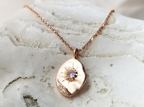 Moonstone Star Plate Necklace