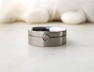 Stainless Steel Band With Brown Diamond