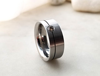 Stainless Steel Band With Brown Diamond