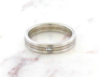 Platinum And White Gold Band With Baguette Diamond