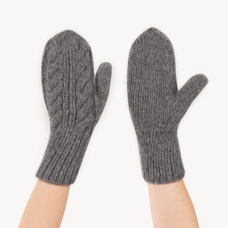 Hand-Knit Alpaca Mittens- Charcoal