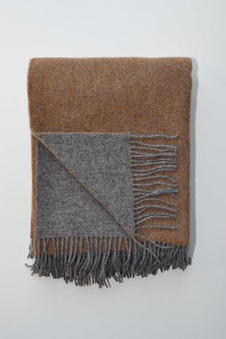 Linen Way Trafalgar 100% New Zeland Wool Grey/Chestnut Throw