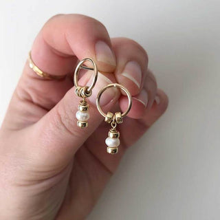 White Pearl Circle Drop Earrings