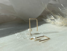 Load image into Gallery viewer, Pearl Tiny Hook Earrings Yellow Gold Filled