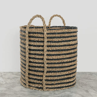 Handled Laundry Baskets - Black/Natural