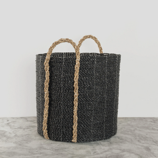 Handled Laundry Baskets - Black/Natural