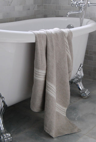 Maison Bath Towel, Beige/White Stripe