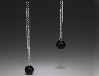 Silver Onyx Thread Earrings